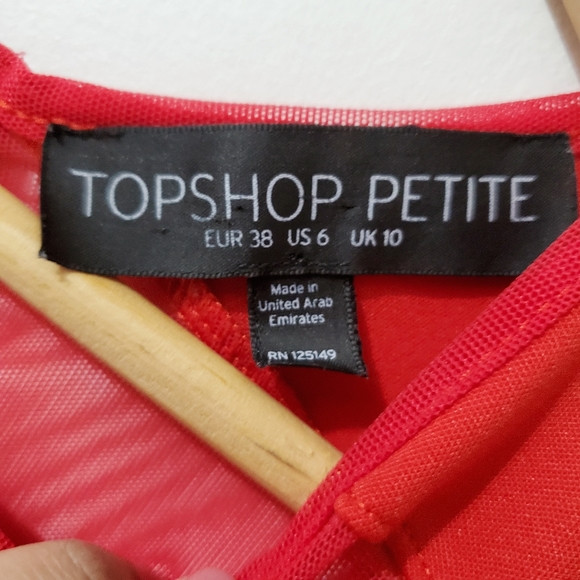 TOPSHOP Petite Bodycon Mini Dress Red Size 6P - Picture 3 of 6